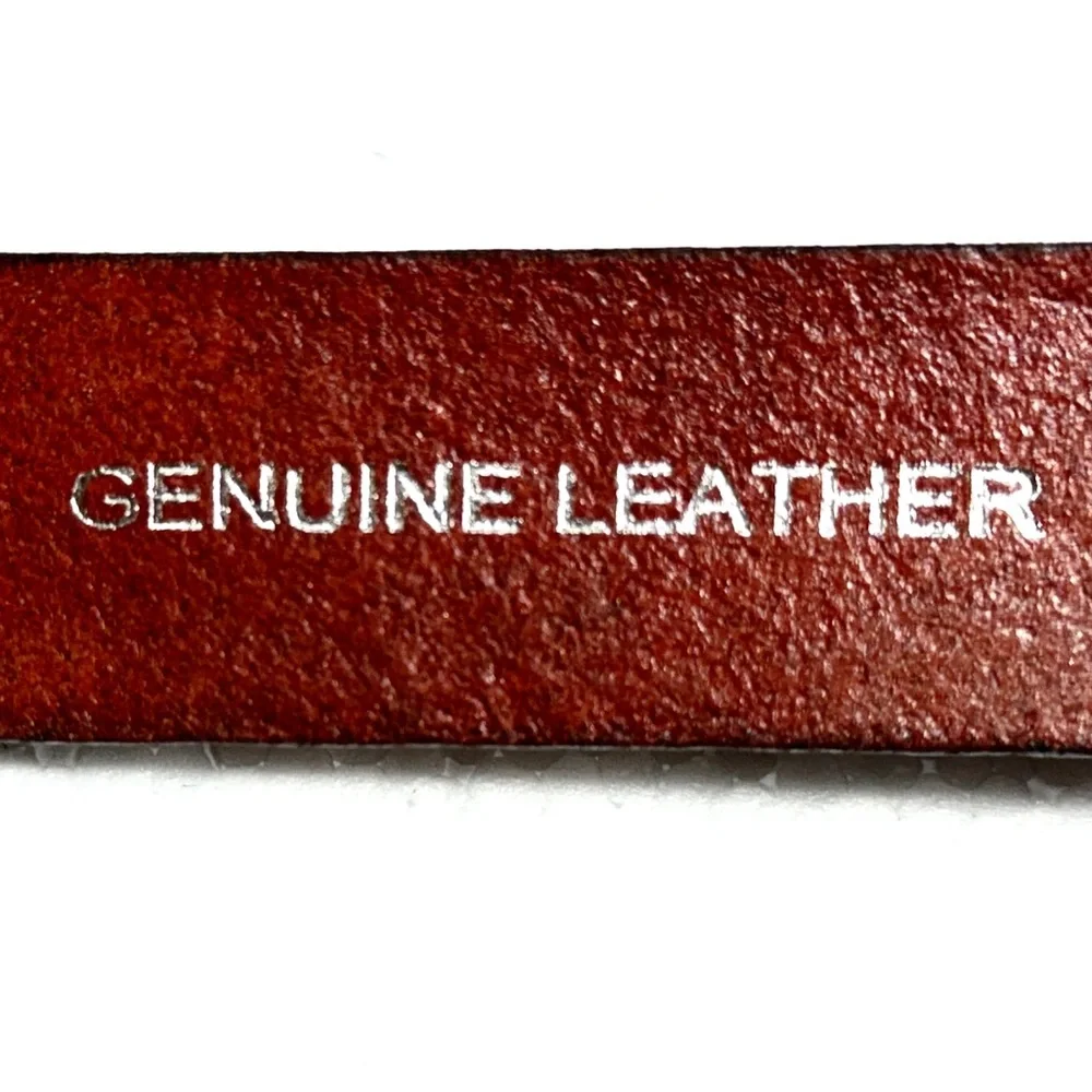 Western Men's Brown Leather Belt with Ornate Silver Buckle Embellished